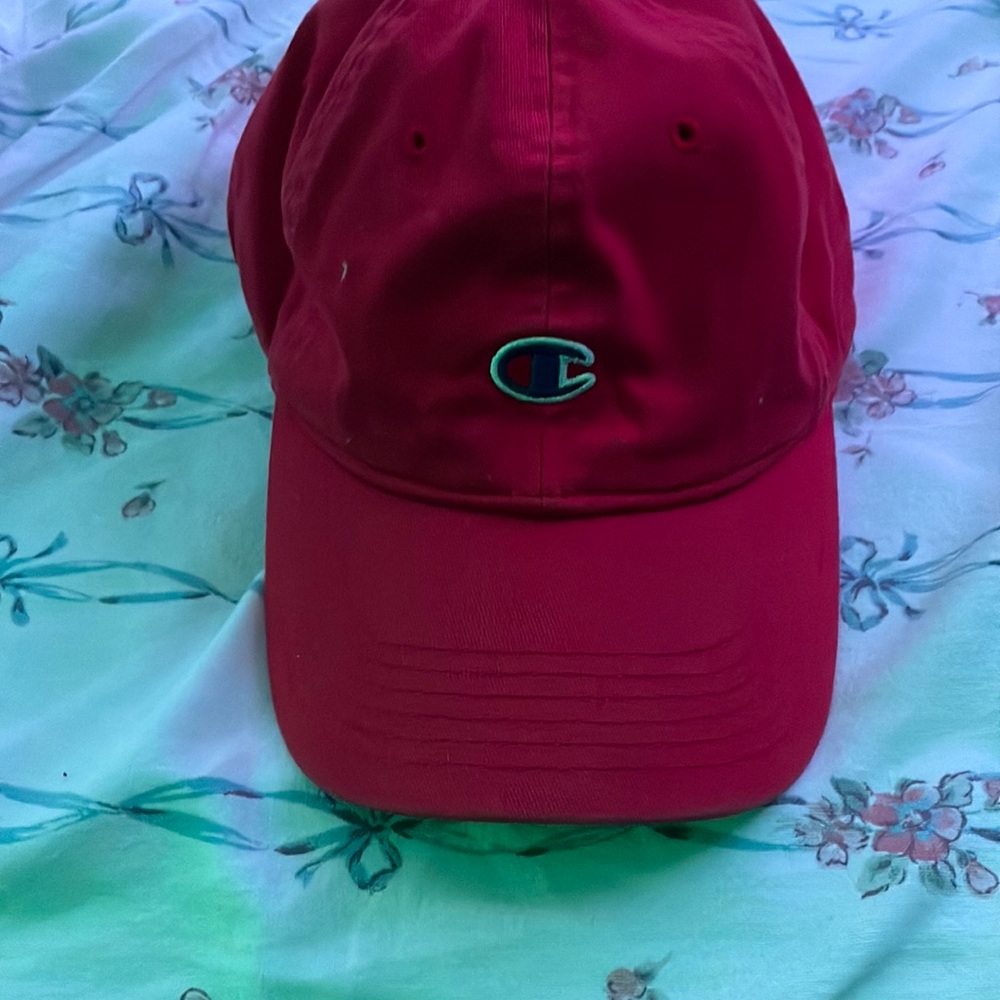 Red champion hat